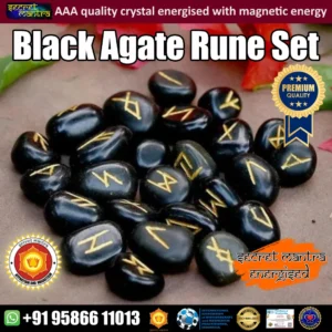 Rune symbol set Black agate crystal