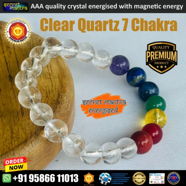 Clear quartz with seven chakra bracelet