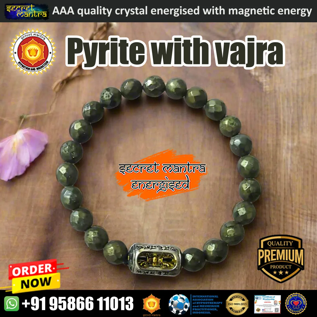 Pyrite diamond cut bracelet with vajra