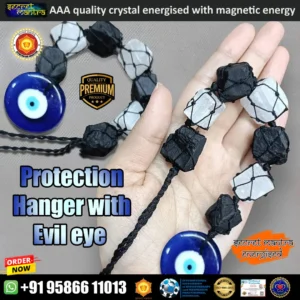 black tourmaline and selenite Protection hanger with evil eye