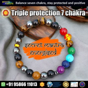 Triple protection seven chakra bracelet