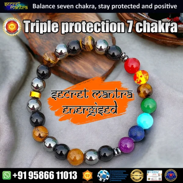 Triple protection seven chakra bracelet